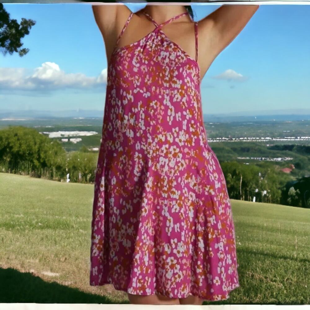 NWT - ANTHROPOLOGIE Sheer mini dress pink combo Size: M